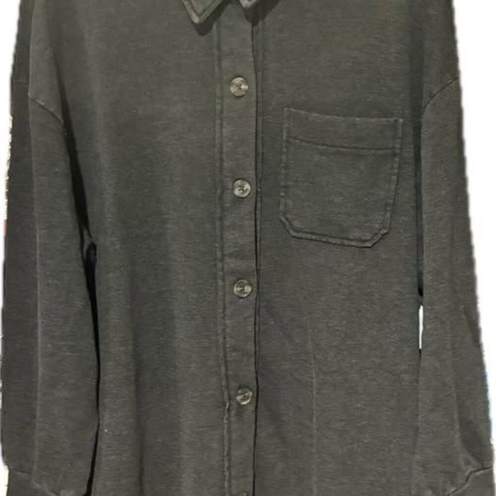 Terra & Sky Womens Charcoal Button Up Shacket 3X